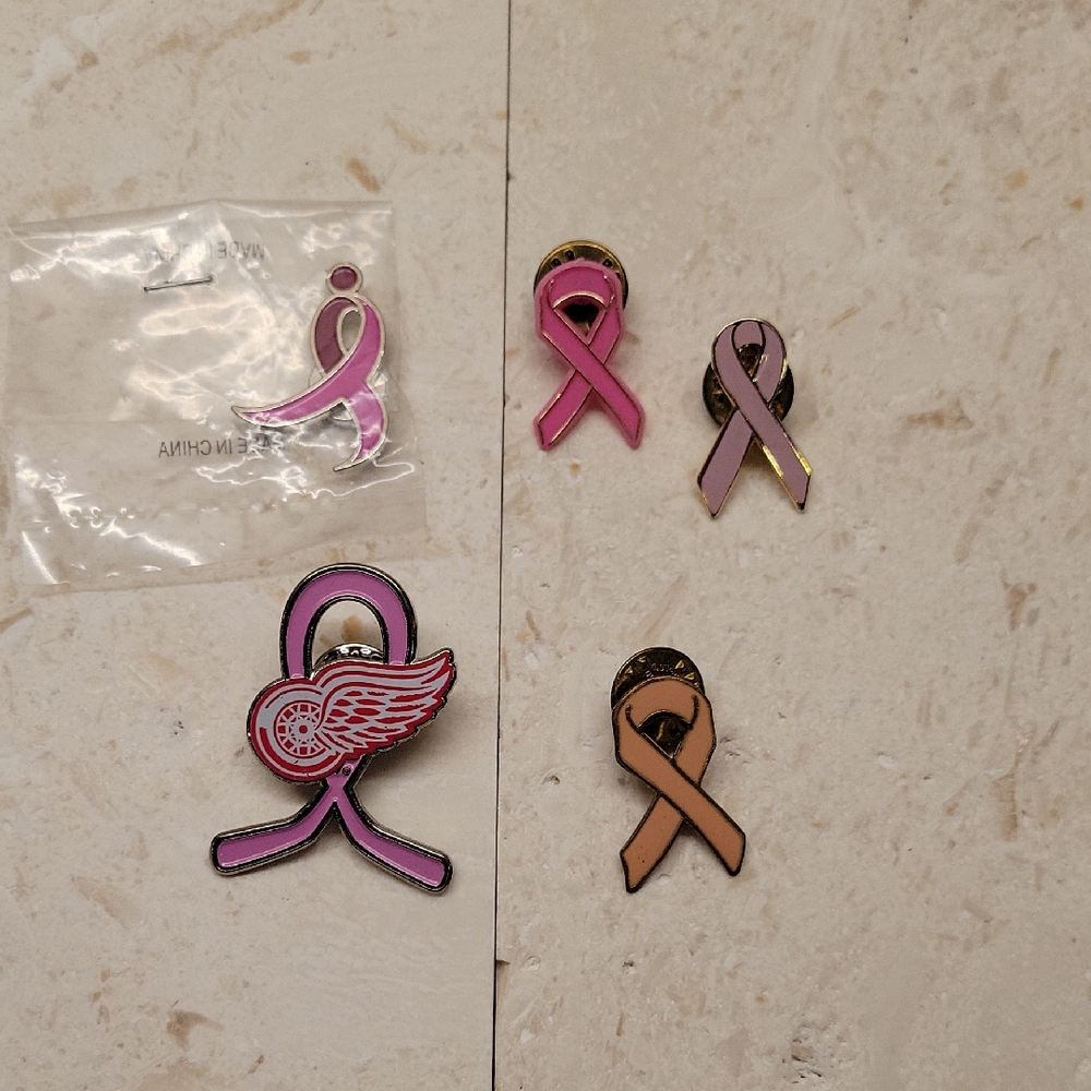Pink Ribbon Awareness Pins Set